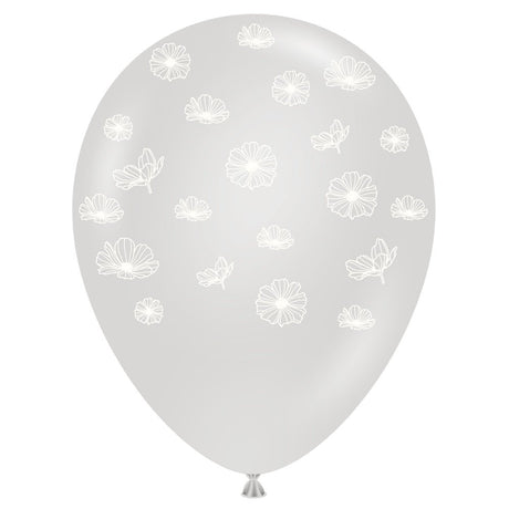 Latex Balloons 11 Inch Petals Crystal Clear White Ink