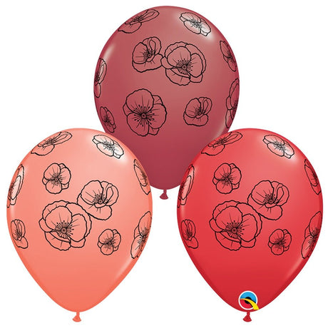 Printed Latex Balloons Pretty Poppies
