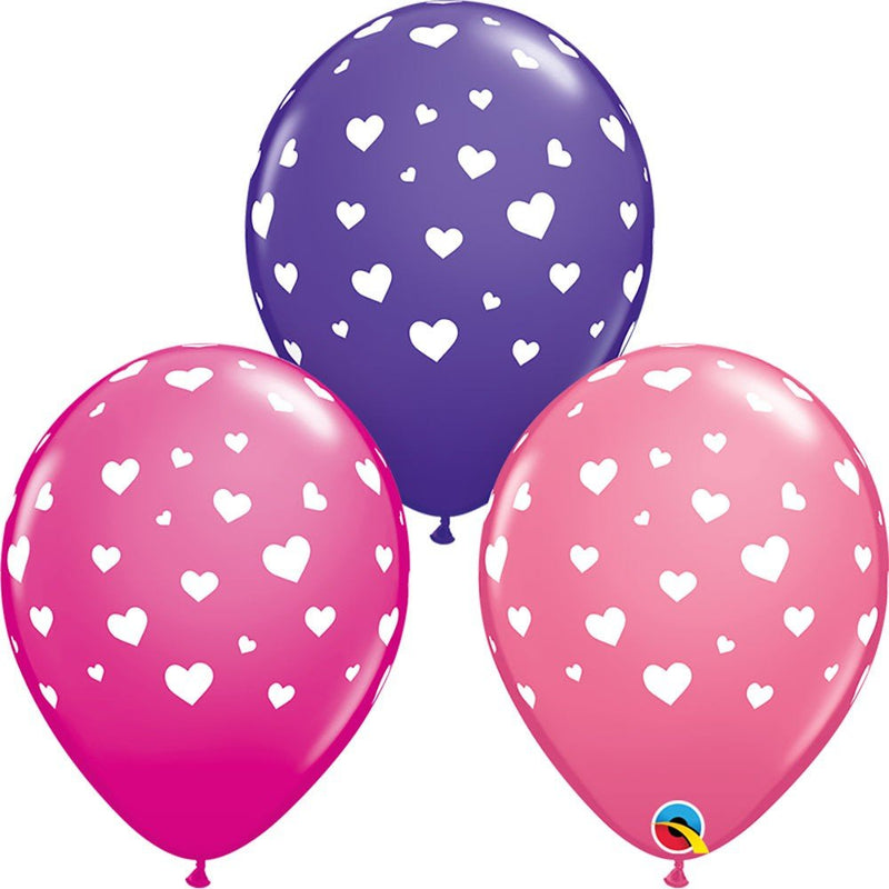 Latex Balloons Girls Hearts-A-Round