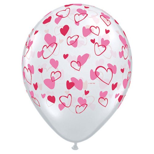 Latex Balloons Red & Pink Hearts Diamond Clear
