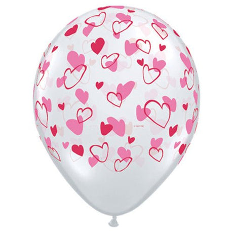 Latex Balloons Red & Pink Hearts Diamond Clear
