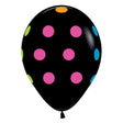 Latex Balloons Multi Polka Dot Black