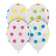 Latex Balloons Multi Polka Dots Crystal Clear