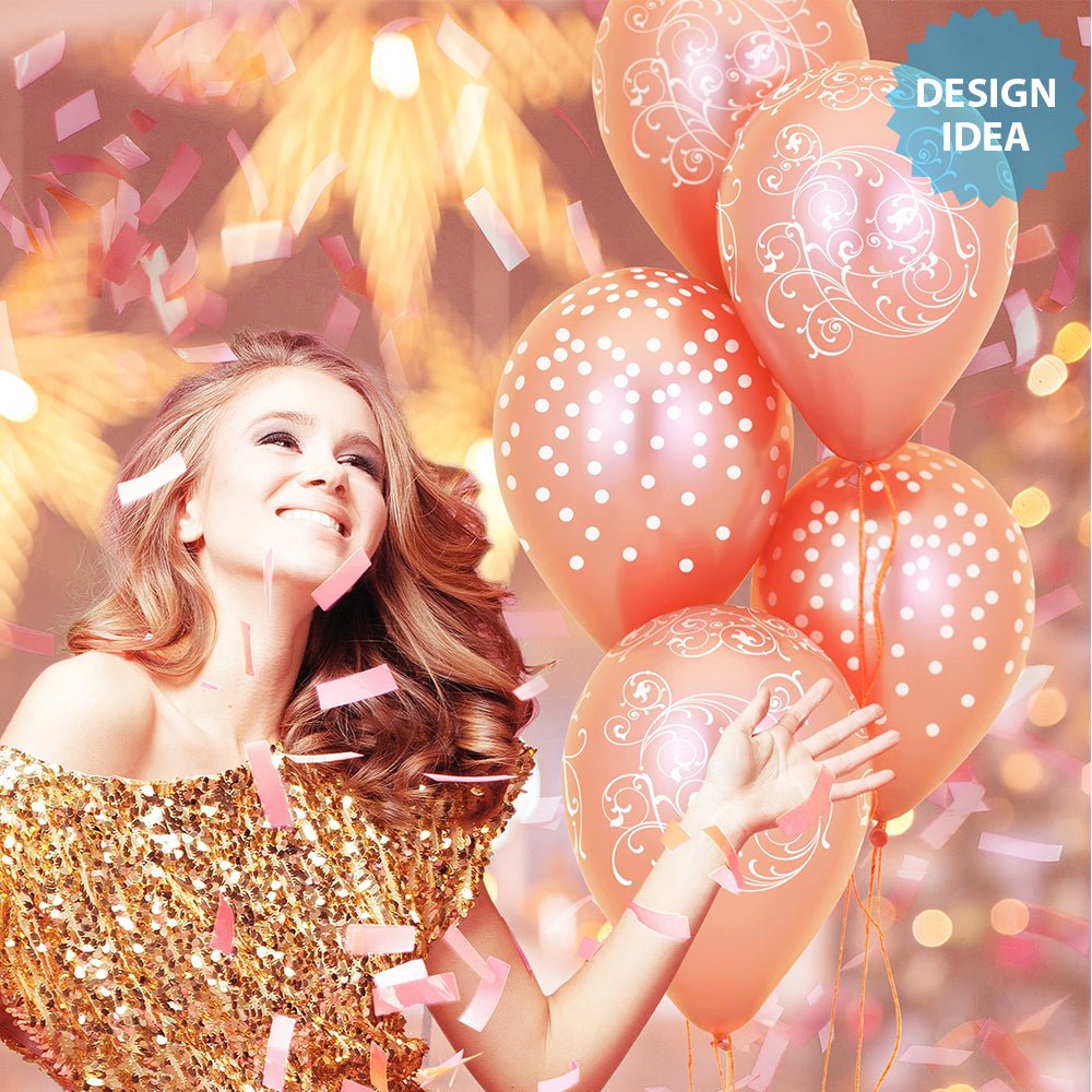 Latex Balloons White Confetti Rose Gold