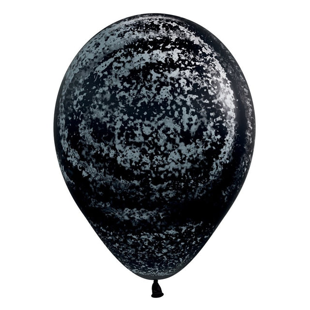 Latex Balloons Silver Graffiti Deluxe Black