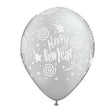 Latex Balloons Silver New Year's Swirling Stars 6 Pack