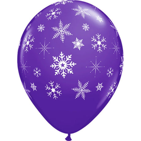 Latex Balloons Snowflakes-A-Round Purple Violet 11 Inch 6 Pack