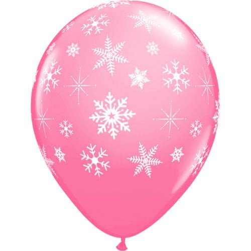 Snowflakes-A-Round Rose Latex Balloons 11 Inch 6 Pack