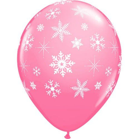 Snowflakes-A-Round Rose Latex Balloons 11 Inch 6 Pack