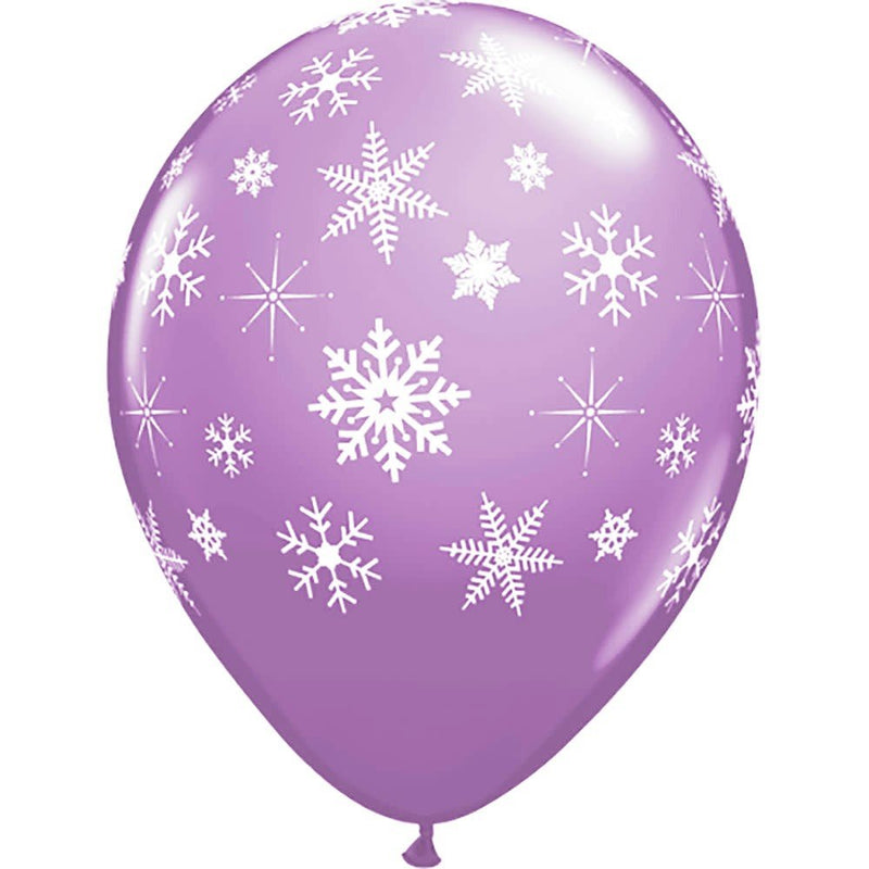 Printed Latex Balloons 11 Inch Snowflakes-A-Round Spring Lilac