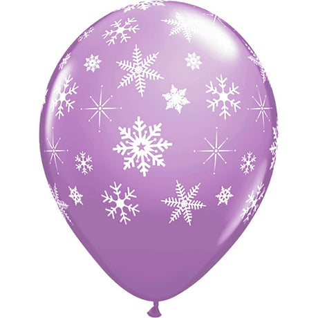 Printed Latex Balloons 11 Inch Snowflakes-A-Round Spring Lilac