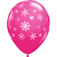 Printed Latex Snowflake Balloons 11 Inch Wild Berry