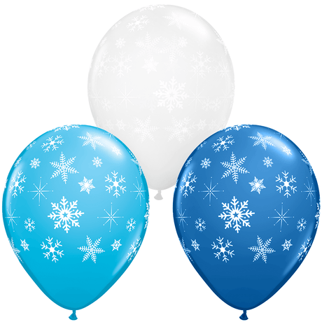Snowflakes Winter Assortment Latex Balloons 6 Pack