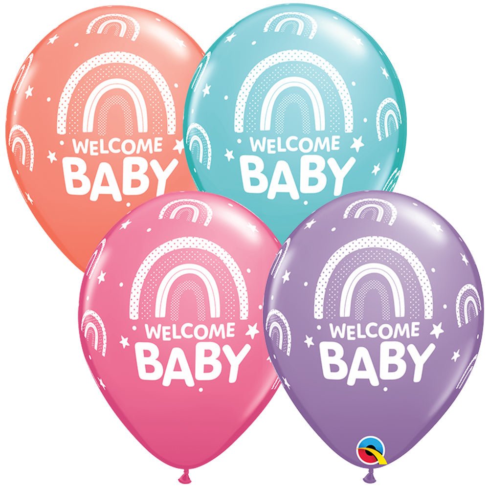 Latex Balloons Welcome Baby Boho Rainbows