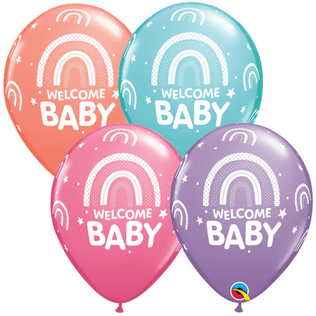 Latex Balloons Welcome Baby Boho Rainbows