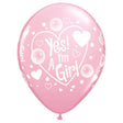 Girls 11 Inch Yes! I'm A Girl Latex Balloons