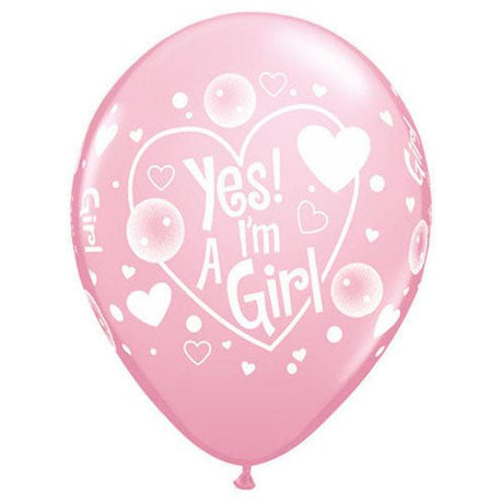 Girls 11 Inch Yes! I'm A Girl Latex Balloons