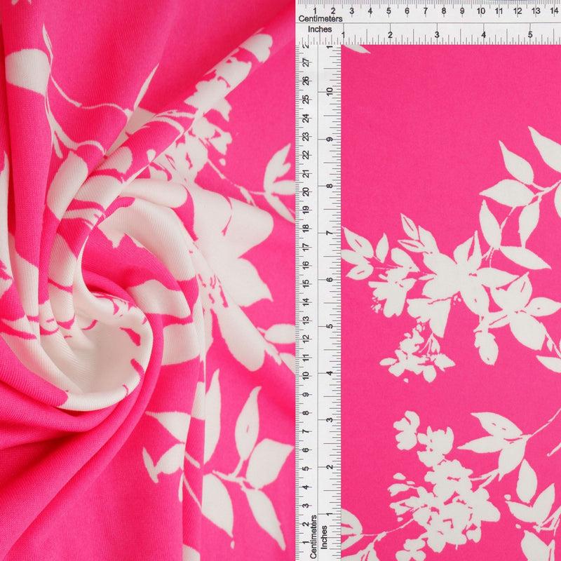 Floral Print DTY Stretch Knit Pink