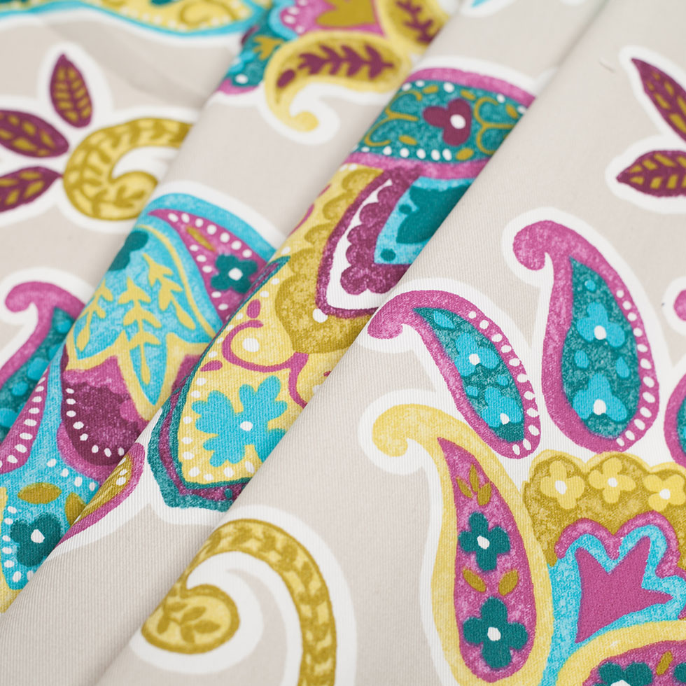 Spanish Beige Floral Cotton-Polyester Print