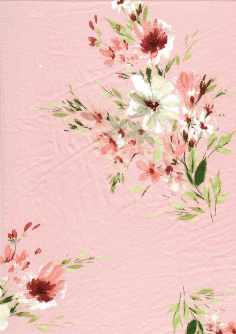 1 Yard Floral DTY Brushed Knit Fabric Soft Stretch 58 Inches Wide