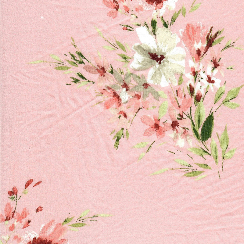 1 Yard Vintage Floral Brushed DTY Knit Fabric Soft Lightweight Stretch 58/60" Wide
