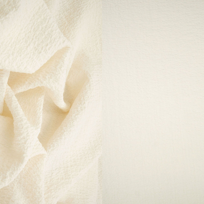 Crinkle Check Textured Woven Fabric Whisper White