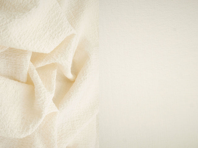 Crinkle Check Textured Woven Fabric Whisper White