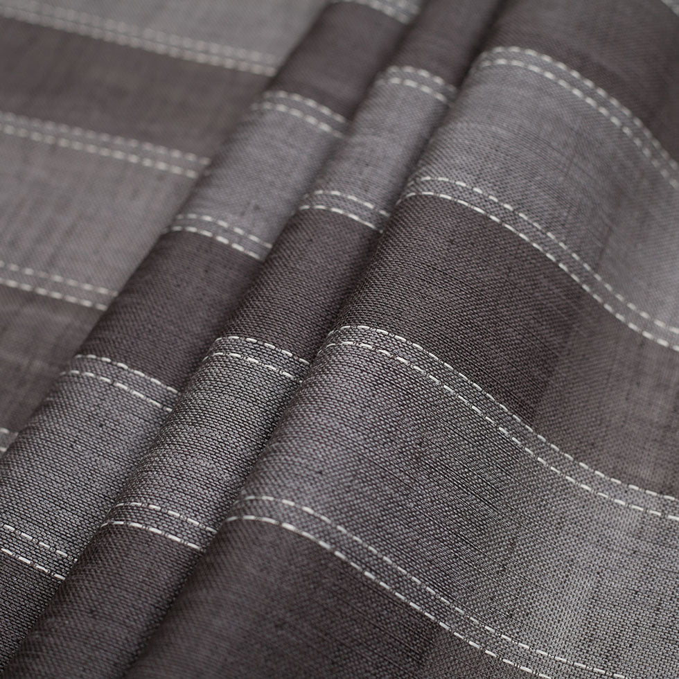 Spanish Gris Sheer Striped Polyester Woven
