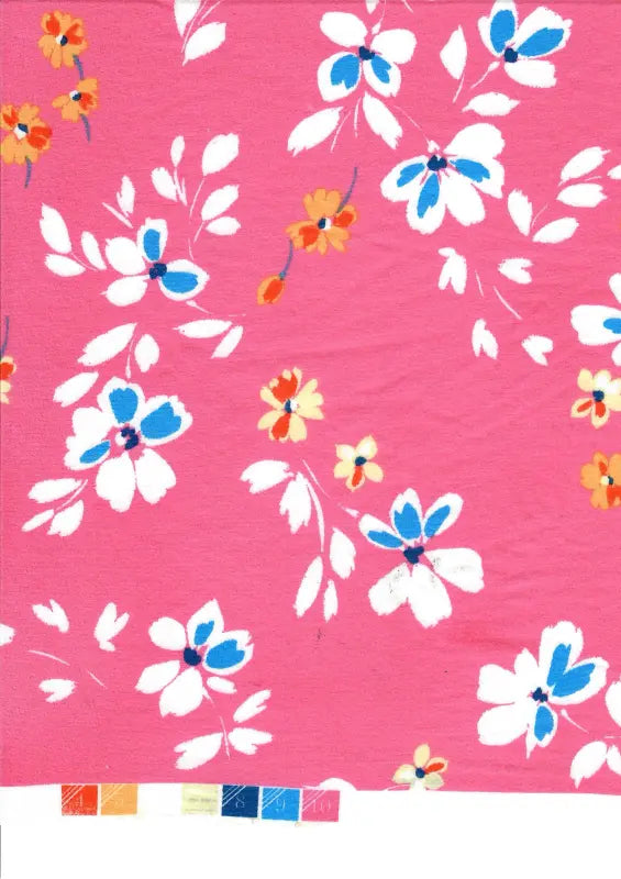 1 Yard DTY Brushed Floral Flower Print Fabric Stretch Knit Lightweight Polyester Spandex 58 Inch Wide
