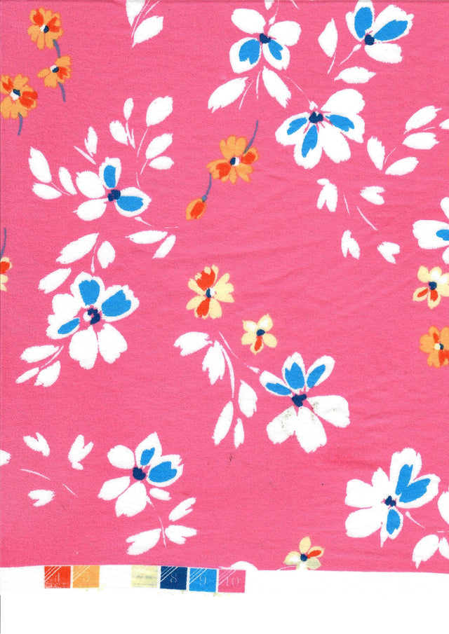 Brushed Floral Knit Pink Hot