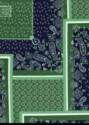 1 Yard Bandana Patchwork Paisley DTY Knit Fabric, Soft Stretch Polyester Spandex 58/60” Wide