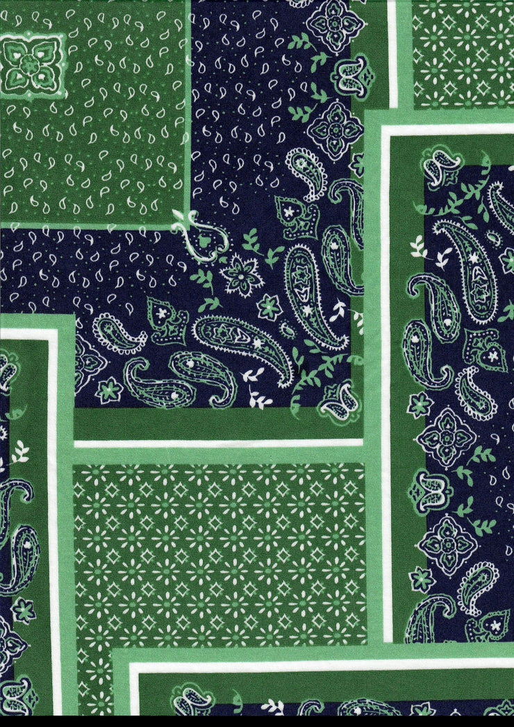 1 Yard DTY Bandana Paisley Patchwork Stretch Fabric 58/60 Inch Wide Smooth Knit for Custom Fashion & Crafts