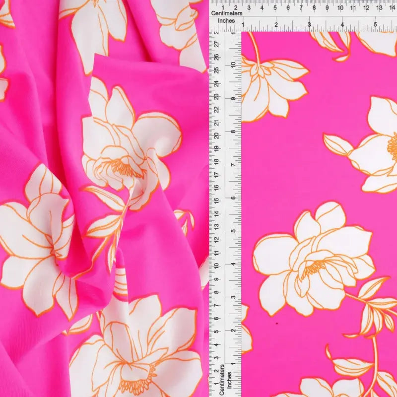 1 Yard DTY Floral Flower Print Brushed Knit Fabric Lightweight Polyester Spandex 58 Inch Stretch Material