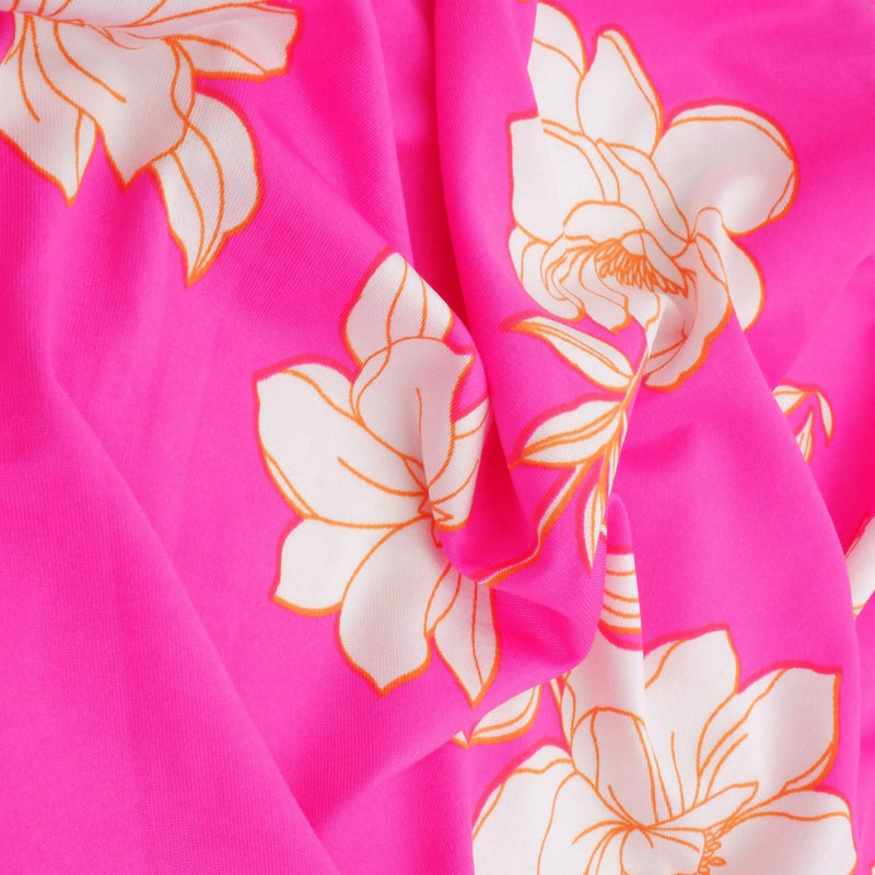 Pink Hot DTY Floral Print Fabric 1 Yard Soft Stretch Vibrant 58/60" Wide