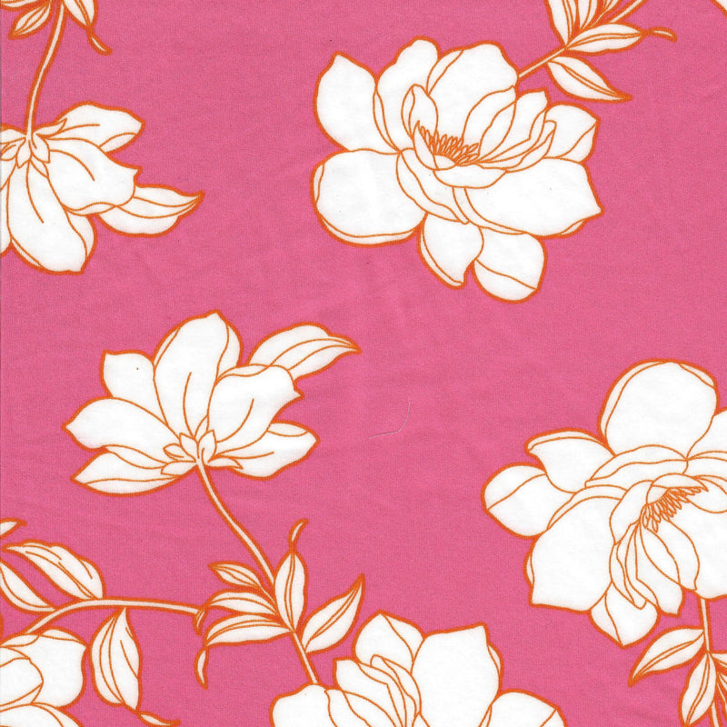 1 Yard Pink Hot Floral DTY Brushed Knit Fabric Stretch Soft Print 58/60 Inches Wide