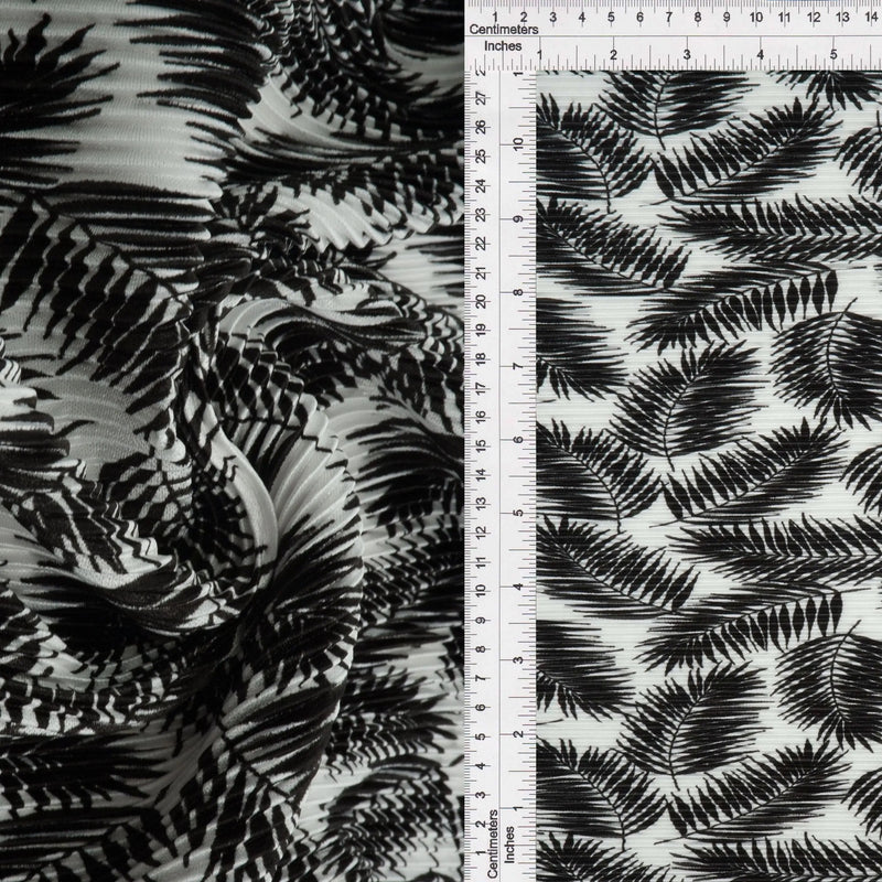 Tropical Leaf Interlock Pleated Fabric 1 Yard Lightweight Soft Drape 58/60" Wide