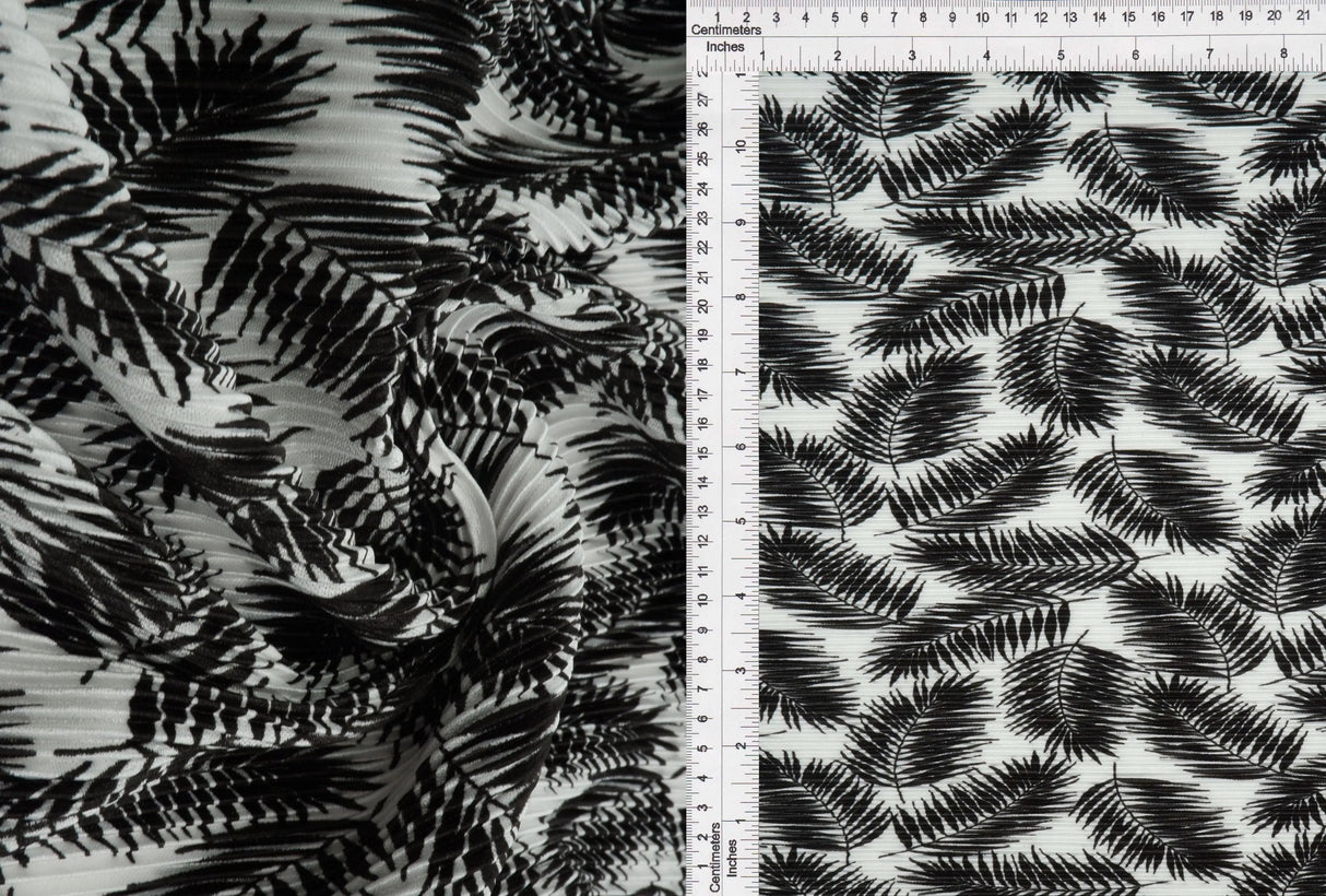 Tropical Leaf Interlock Pleated Fabric 1 Yard Lightweight Soft Drape 58/60" Wide