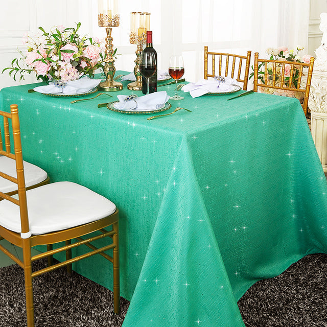 Rectangular Sequin Tablecloth 90x132 Tiff Blue/Aqua Blue