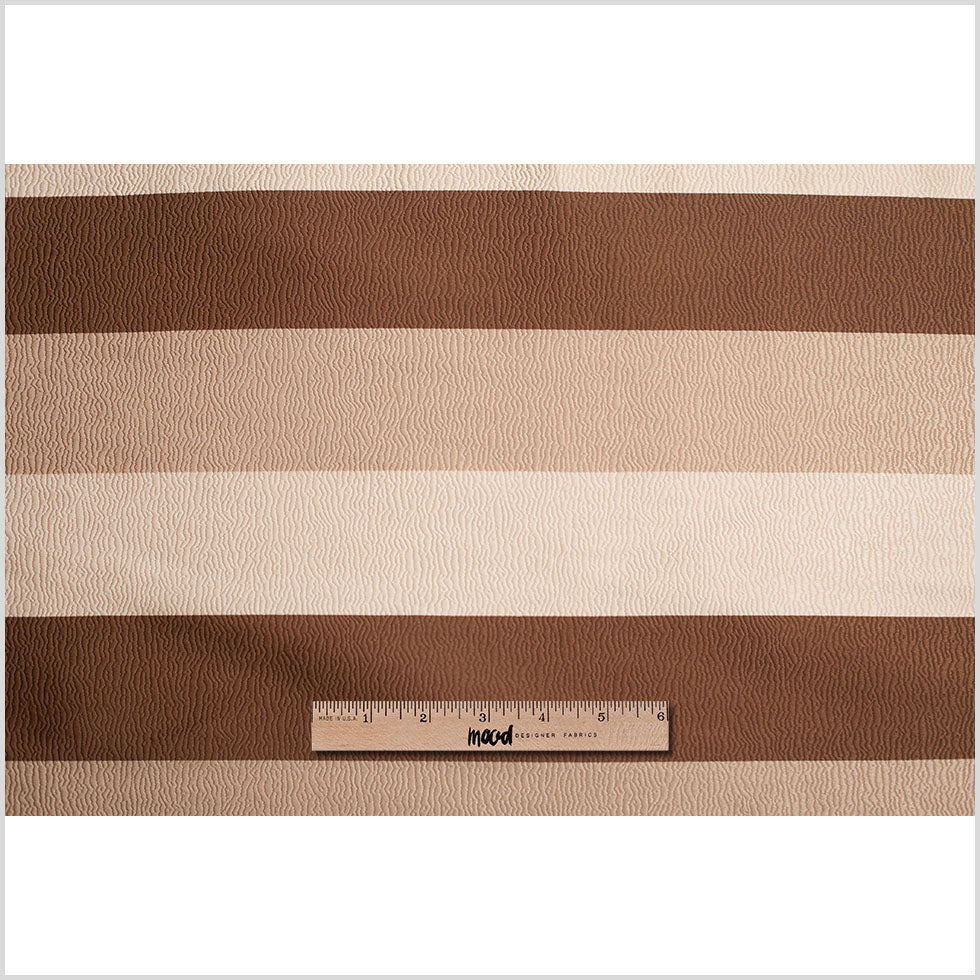 Brown Striped Polyester Brocade