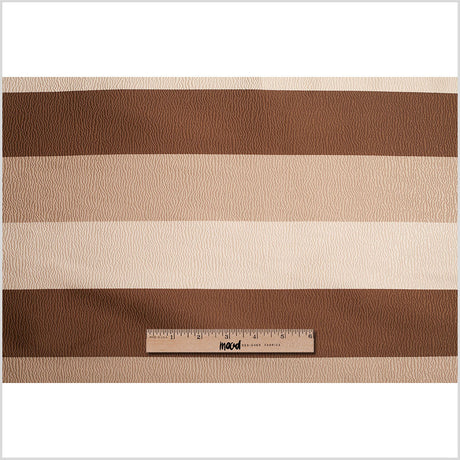 Brown Striped Polyester Brocade