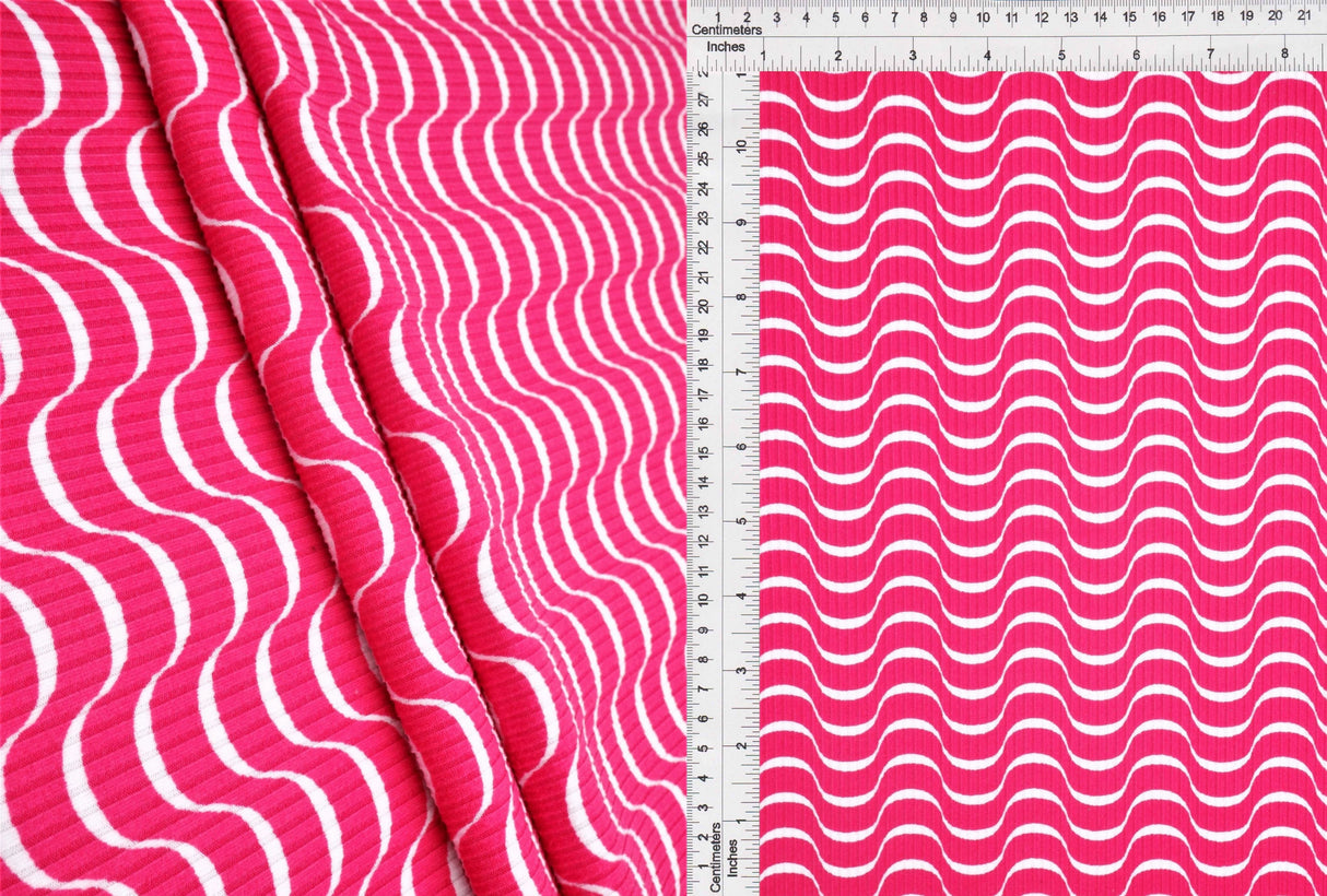 Abstract Ribbed Stretch Knit Fabric