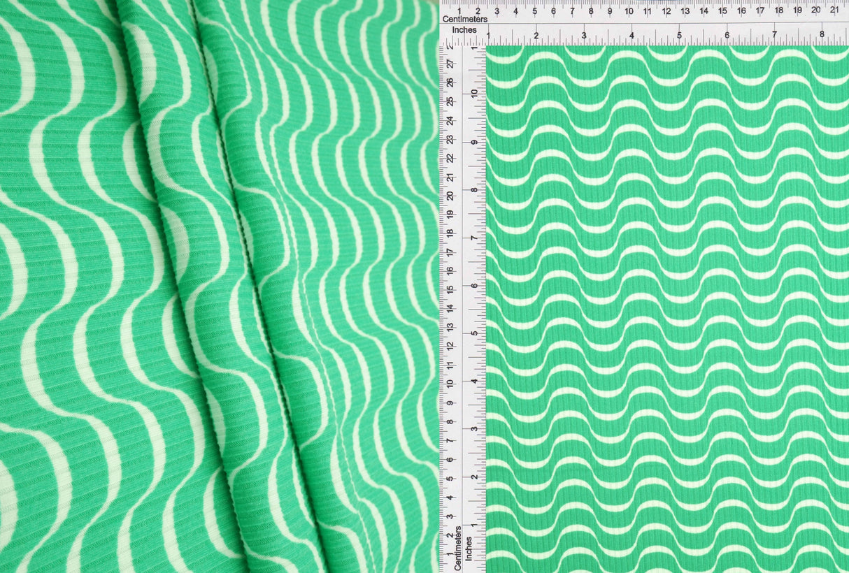Abstract Ribbed Stretch Knit Fabric