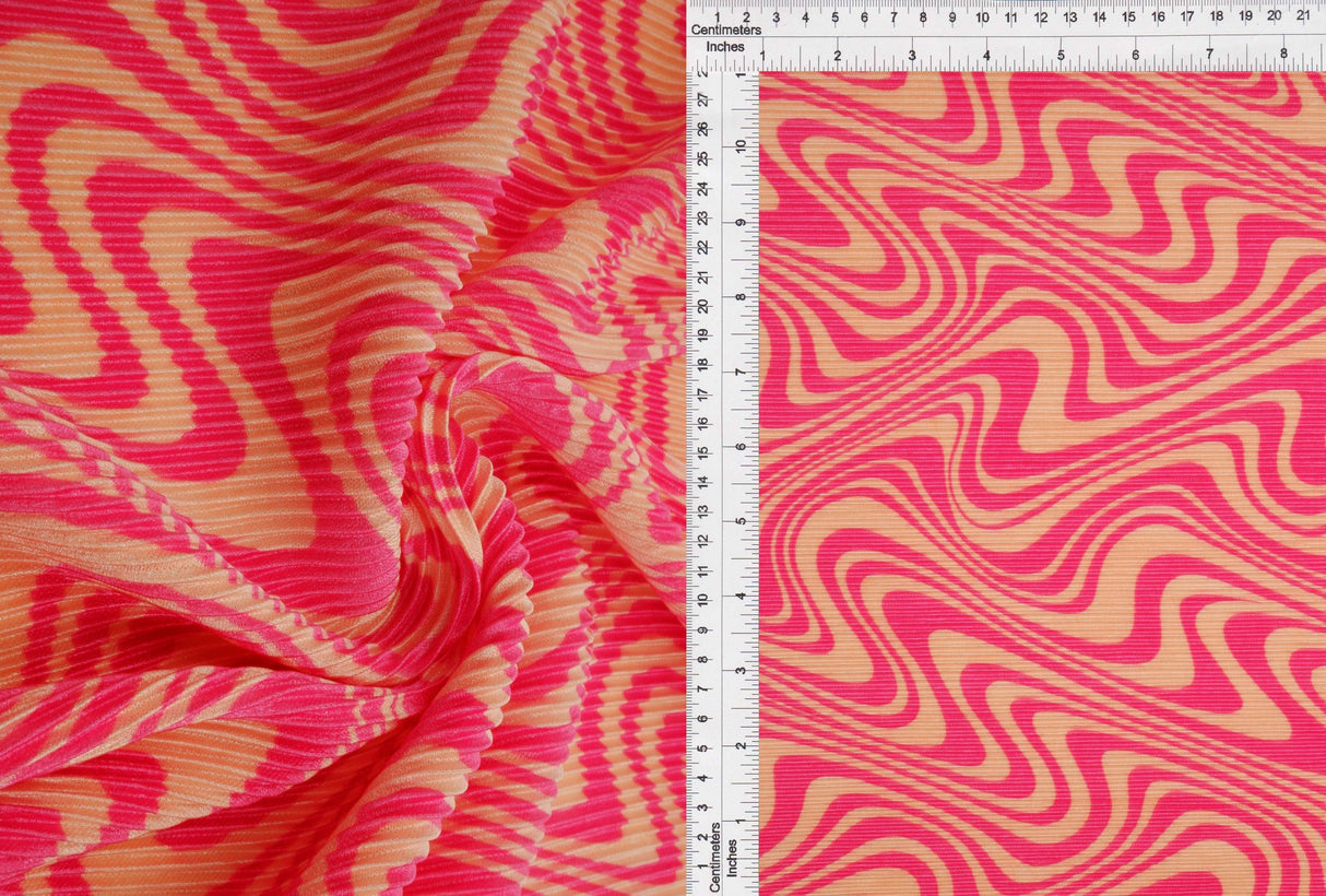 Abstract Geometric Pleated Interlock Fabric