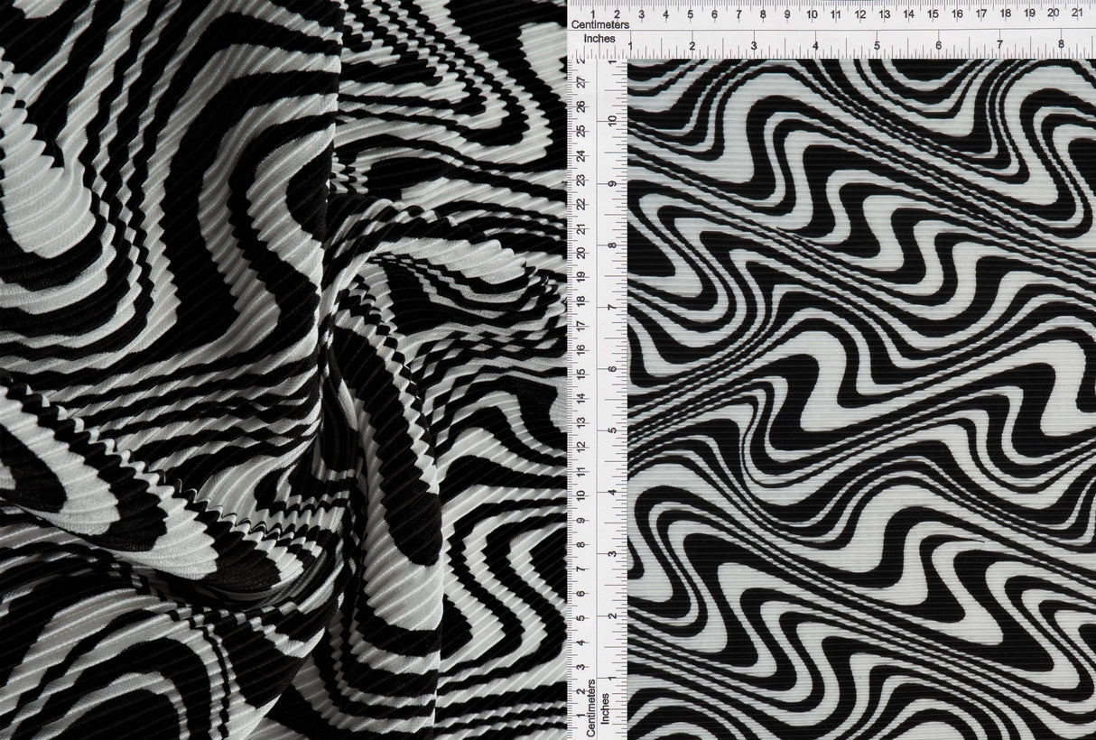 Abstract Geometric Pleated Interlock Fabric