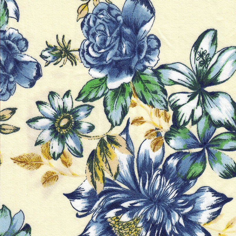 1 Yard Floral Flower Moss Crepe Fabric 190 GSM Polyester Spandex Blend 58/59" Width