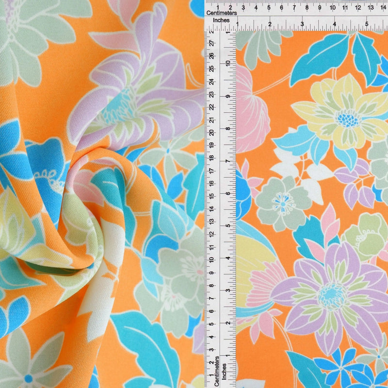 1 Yard Cey Flower Print Fabric, 58/59'' Wide 100% Polyester