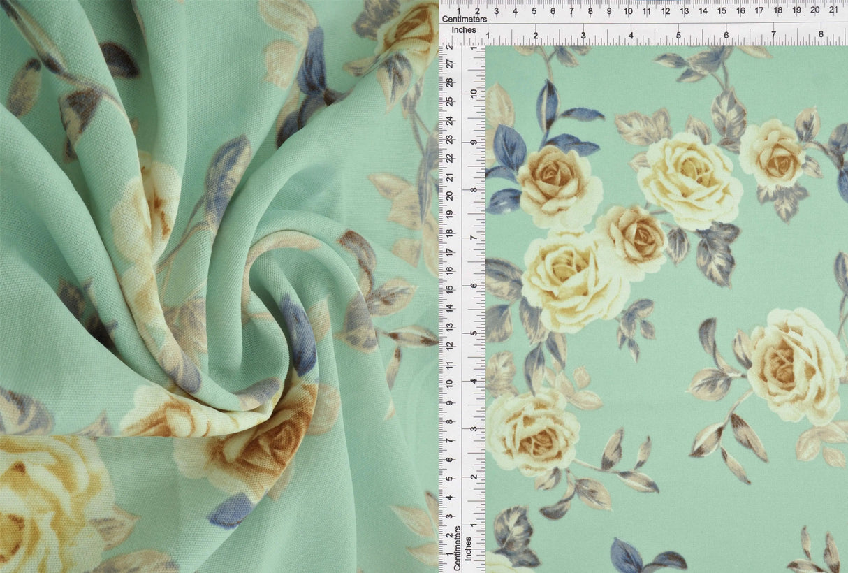 1 Yard 100% Polyester Cey Floral Print Fabric 58/59 Inches Wide