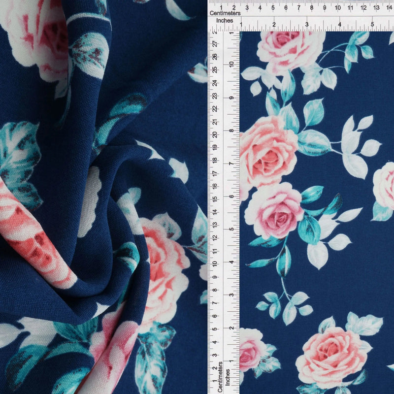 1 Yard CEY Printed Floral Flower Woven Fabric Lightweight Polyester 58/59 Inches Wide