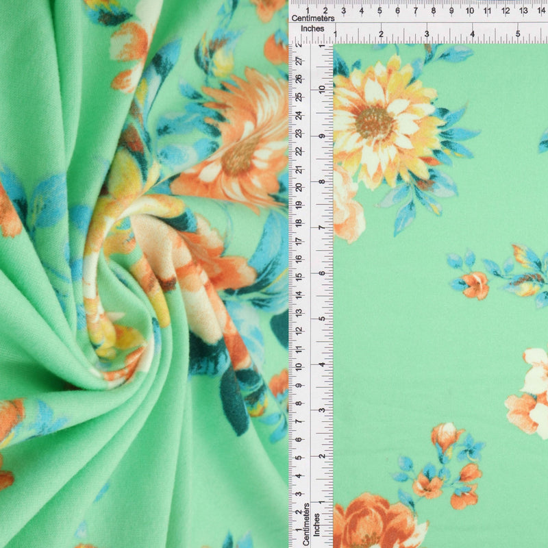 Floral Print Brushed DTY Knit Fabric