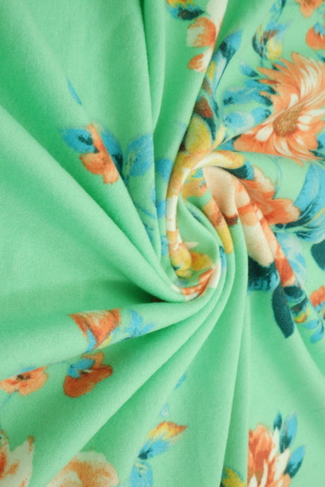Floral Print Brushed DTY Knit Fabric